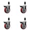 Service Caster 5'' Red Poly Swivel 1-3/8'' Expanding Stem Caster Set with Brake, 4PK SCC-EX20S514-PPUB-RED-PLB-138-4 - alternate 1
